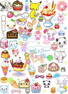 an assortment of cartoon stickers on a white background