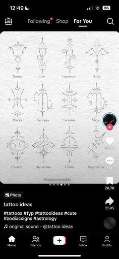 an iphone screen showing the symbols for different types of tattoos and how to use them