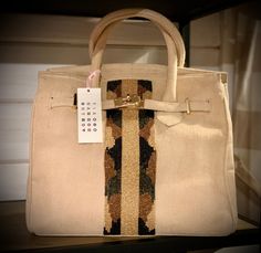 Jute with Camo Stripe Tote Handbag - Horse Country Trading Company Luxury Beige Jute Bag, Jute Handbags, Tote Handbag, Hand Beading, Tote Handbags, Camo, Handbags