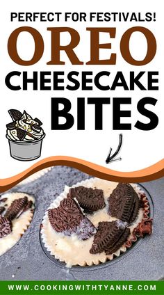 an advertisement for oreo cheesecake bites