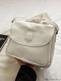 BagForLove - 2023 Womens Retro Messenger Bag - Single Shoulder Crossbody for Chic Commuting Chic White Shoulder Bag With Pockets, Trendy White Solid Color Shoulder Bag, White Bags For Everyday, White Everyday Bag, Details Pictures, Word Wrap, White Space, Black Bag, Messenger Bag