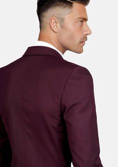 Make a bold statement in the Bryant Mulberry Twill blazer! Tailor-made to fit your unique silhouette, this custom-made jacket is crafted from a luxurious mulberry twill fabric that's sure to turn heads. Step outside your comfort zone and show off your style! Fall Slim Fit Blazer With Lapel Collar, Fitted Burgundy Office Blazer, Notch Lapel Burgundy Blazer For Office, Burgundy Notch Lapel Blazer For Office, Burgundy Blazer With Suit Collar For Work, Burgundy Fall Suit For Workwear, Fall Season Slim Fit Semi-formal Blazer, Burgundy Notch Lapel Blazer For Business Casual, Modern Fitted Suits For Fall