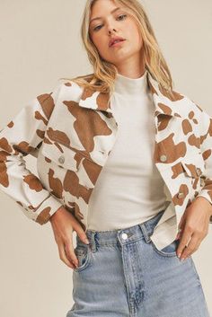 The Dolly - Cow Print Jacket Cow Print Jacket, Boho Western Style, Jacket Crop, Print Jacket, Cow Print, Crop Jacket, Handmade Accessories, Western Style, Western Fashion