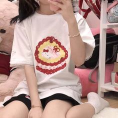 Material: CottonColor: Red, White, BlackOption: T-shirt Only, T-shirt & Kitty removable collar Unit: CM Shoulder Bust Length Sleeve S 44 96 66 19 M 47 100 68 20 L 50 104 70 22 XL 53 108 72 24 XXL 56 110 74 24 * 1cm ≈ 0.3937 inchNote: There may be 2-3cm error due to manual measurement. If you need size help, please drop us a message, we'd love to help. Red Crew Neck T-shirt, Sweet Red Crew Neck Top, Kawaii Short Sleeve Top With Cat Design, Red Sweet Crew Neck T-shirt, Sweet Style Red Crew Neck T-shirt, Sweet Red Short Sleeve T-shirt, White Kawaii Hello Kitty T-shirt, Cute Red Short Sleeve T-shirt, Red Harajuku Crew Neck Top