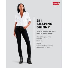 These sleek skinny jeans from Levi's are essential for any Instagram-worthy wardrobe. Featuring tummy-smoothing LENZINGTM ECOVEROTM Viscose and TENCELTM fibers derived from sustainable materials, including recycled plastic bottles, that enhance your shape from every angle. Subtle technology sculpts your look while keeping you comfortable all day. With a mid-rise fit and tapered leg, they flatter any outfit from lounging to brunch. Snap up versatile style and feel confident showing off your looks Levi's Fitted Slim Jeans, Levi's Slim Fitted Bottoms, Fitted Slim Levi's Bottoms, Levi's Fitted Slim Bottoms, Levi's Slim Fit Jeans, Fitted Levi's Jeans With Standard Cut Leg, Instagram Worthy, Levis Women, Pants Jeans