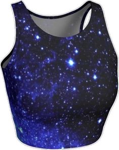 Fitted Blue Top With Star Print, Fitted Sleeveless Top With Star Print, Fitted Casual Top With Glitter Print, Black Fitted Top With Glitter Print, Fitted Black Tops With Glitter Print, Glitter Galaxy, Mom Costumes, Soul Cycle, Athletic Crop Top