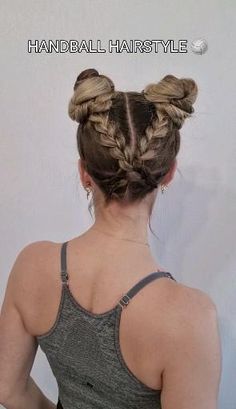 Braided Buns For Long Hair, Cute Hairstyles For Nurses Up Dos, Braid Accent Hairstyles, Braided Hairstyles Work, Sport Bun Hairstyles, Hip Length Hairstyles, Nurse Hairstyles Easy, Sports Updos, Hair Styles For Hiking