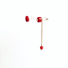 Handmade red coral stud earrings with a chic asymmetrical design. We have a passion for ocean gemstones because water is the origin of life. These will add an elegant and delightful touch to any look.⚜Specs❀ Natural Coral Dyed❀ Natural Seed Pearls❀ 14K Gold Filled Chain and Post❀ One Stud Width: 10mm (0.3 Inch)❀ Another Stud Width: 5mm (0.15 Inch) ; Length 40mm (1.5 Inch) Natural Coral, Red Gemstones, Gemstone Studs, Seed Pearl, Asymmetrical Design, Golden Globes, Earrings Vintage, Red Coral, Gold Filled Chain