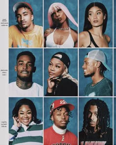 a magazine cover with many different pictures of people in the same photo, one is wearing a baseball cap