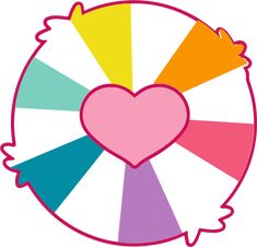 a colorful wheel with a heart on it's center and several colors in the middle