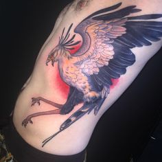 a bird that is on the side of a woman's stomach