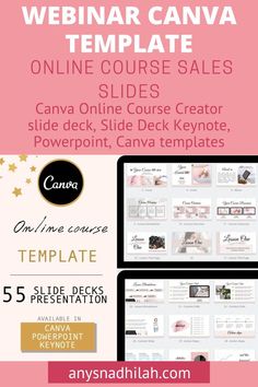 WEBINAR Canva Template, ONLINE COURSE sales slides, Canva Online Course Creator slide deck, Slide Deck Keynote, Power point, Canva templates Online Course Template, Deck Slide, Pricing Templates, Slide Deck