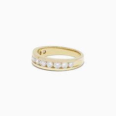 Effy D'Oro 14K Yellow Gold Channel Set Diamond Ring, 0.98 TCW Luxury Yellow Gold Channel Set Earrings, Channel Set Diamond Ring, Channel Set Diamond Band, Stylish Engagement Rings, Classic Solitaire Ring, Vintage Inspired Rings, Gem Diamonds, Trendy Ring, Diamond Shop