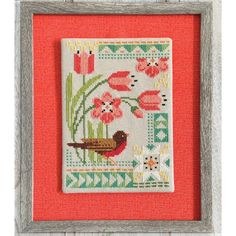 Seasonal Courier Cross Stitch Pattern - Robin's Spring - Stitched Modern Spring Cross Stitch, Lori Holt, Dmc Embroidery Floss, Flying Geese, Dmc Floss, Pink Grapefruit