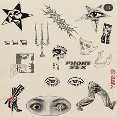 an image of various tattoo designs on paper