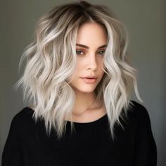 Platinum Edged Waves Hairstyles 2024, Balayage Hair Dark, Hair Dark, Hair 2024, Fresh Hair, Shoulder Length Hair Cuts, Short Hair Styles For Round Faces, Long Bob Hairstyles, Color Shampoo