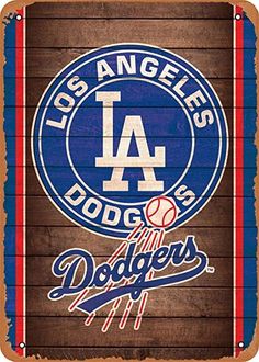 the los angeles dodgers logo on wood planks