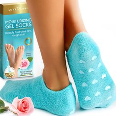 PRICES MAY VARY. COMFORTABLE GEL SOCKS - Leave your feet feeling soft and smooth with Love Lori Moisturizing Gel Socks. The close-toe design with no-slip heart grips makes these soft gel socks comfortable to lounge around in creating cuddle-ready feet in 20 minutes. ALL NATURAL INGREDIENTS - The self-activating gel lining contains natural ingredients including rose oil, jojoba oil, olive oil, and vitamin E to deeply moisturize and hydrate dry, rough skin. Love your feet with a rose-scented at-ho Moisturizer Socks, Gel Socks, Dry Cracked Heels, Heel Repair, Cracked Heel, Stocking Stuffers For Women, Cracked Heels, Socks And Heels, Foot Cream