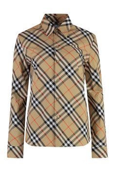 B9368 BURBERRY CHECKED COTTON SHIRT Leather Cap, Burberry Women, Mua Sắm, Sweaters Knitwear, Check Shirt, Checkered Pattern, Color Code, Denim Pant, Denim Top