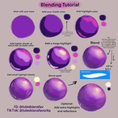 an info sheet showing how to use different colors in the painting process, including purple and white