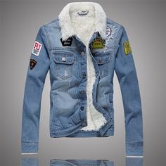 SHEEPSKIN DENIM JACKET-Denim-Pisani Maura-WISH153 Light Blue-XS-Pisani Maura Winter Fashion Jeans, Winter Jeans Jacket, Fur Lined Denim Jacket, Fleece Denim Jacket, Denim Jacket Winter, Patch Jeans, Jean Jacket Men, Lined Denim Jacket, Lined Jeans