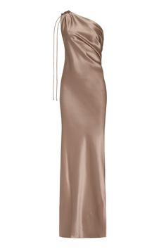 100% Silk Bronze Dresses, Silk One Shoulder Dress, Build Wardrobe, Opera Dress, Max Mara Dress, Italian Chic, Luxurious Dress, Italian Luxury Brands, Dress Drape