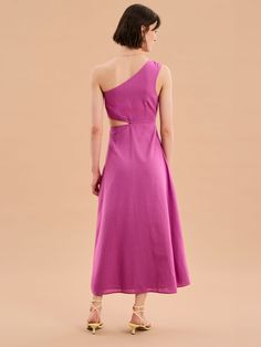 Evaline features an asymmetric neckline with a cut-out detail mirrored at the waist. In our signature magenta colourway, she’s crafted from a breezy blend of cotton and linen. The kind of dress you can throw a light cardi over for the day and dress up with heels at night, Evaline is pure perfection (not that we’re biased). Chic One-shoulder Cotton Midi Dress, One-shoulder Cotton Midi Dress, Summer Midi Dress With Asymmetrical Cutout Hem, Chic One-shoulder Linen Dress, Summer Midi Dress With Asymmetrical Hem And Cutout, Summer One Shoulder Cotton Midi Dress, Summer One-shoulder Cotton Midi Dress, One Shoulder Cutout Midi Dress For Summer, Summer One-shoulder Cutout Midi Dress