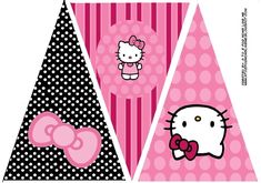 an origami hello kitty and polka dot triangle