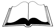 an open book is shown with the word's logo in black and white on it