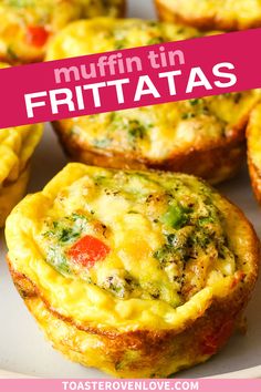 Closeup of baked egg muffins on a plate. Veggie Egg Muffins, Frittata Recipes Breakfast, Fritata Recipe, Easy Frittata, Egg Muffins Recipe, Mini Frittata, Frittata Recipes