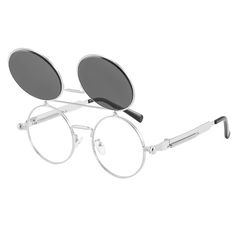 PRICES MAY VARY. DOUBLE LENSES FLIP-UP SUNGLASSES: This pair of retro polarized flip sunglasses included 2 parts: the lenses and the frame, Dollger Double-layer lens steampunk flip-up sunglasses can be used as a pair of sunglasses and a pair of flat glasses, these are more than perfect for trendy and fashionable men and women who are looking for budget-friendly designer-inspired sunglasses UV400 PROTECTION & HD POLARIZED LENS: UV400-rated vintage flip-up men's sunglasses are essential to protect Duckie Dale, Flip Sunglasses, Circle Glasses, Flip Up Sunglasses, Fashionable Men, High Fashion Accessories, Steampunk Sunglasses, Steampunk Clothing, Wearing Glasses