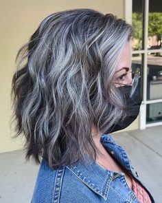 Grey Hairstyle, Neck Length Hair, Ash Grey Hair, Dark Grey Hair, Grey Hair Dye, Salt And Pepper Hair, Grey Hair Inspiration, Beautiful Gray Hair, Silver Highlights