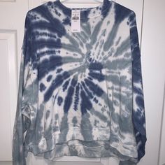 Soft Tie Dye Crew Neck Sweater From American Eagle. Never Worn Still Has Tags. A Little Cropped And Runs Big. Oversized Blue Sweatshirt For Spring, Blue Oversized Sweatshirt For Spring, Blue Trendy Relaxed Fit Sweatshirt, Trendy Blue Sweatshirt For Fall, Cropped Sweater, Crew Neck Sweater, Neck Sweater, American Eagle Outfitters, American Eagle