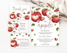 an apple themed wedding suite with flowers and hearts