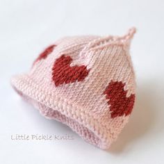 Check out Little Pickle Knits Little Hearts Pixie Beanie PDF at WEBS | Yarn.com. Etsy Knitting Patterns, Knitting Terms, Debbie Bliss, Hat Knitting, Baby Hats Knitting, Knit Hats, Handbag Patterns, Pdf Knitting Pattern