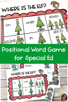 a christmas themed word game for special ed with the words where is the elf?