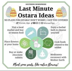 a poster with the words last minute ostraa ideas on it and an image of a