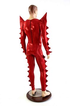 Red Sparkly Jewel "Sebastian" Spiked Mega Sharp Shoulder Spiky Metallic Rave Festival Drag Catsuit 1 Rave Festival, Olive Branch, Catsuit, Over Knee Boot, Clothing Items, Womens Sizes, Festival, Clothes For Women, Red