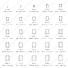 the sizes and measurements of different frames