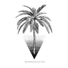 a black and white drawing of a palm tree