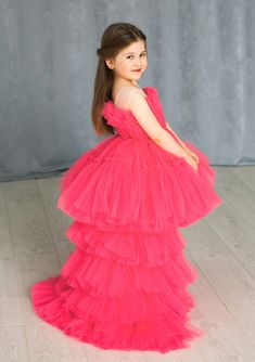 Ruffle Neon Pink Girl tulle dress Baby dress First Birthday outfit Blush dress Photoshoot girl dress Toddler party dress Fancy dress girl Girl Dress With Train ⭐️Puffy High quality Tulle dress with train⭐️ If your little girl is having a birthday or invited to a party, this puffy tulle dress with cotton lining is simply essential. With this special occasion dress girls will be little fairies at any wedding, anniversary or birthday event. Neon Ruffle dress special design has been created for making your girl look really tender and awesome. Size: from 12 monthes to 14 sizes. You can also can send me chest and waist measurements.  Train can be  Material: perfect quality sequins, cotton lined for a smooth and comfortable fit. Making: 5-7 days Colors: Neon pink, light pink, blush, red, black, m Train First Birthday, Pink Tulle Dress, Toddler Party Dress, Girls Tulle Dress, Dress With Train, Princess Flower Girl Dresses, Dress Fancy, Girls Special Occasion Dresses, First Birthday Outfit