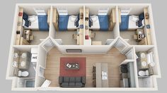 an overhead view of a two bedroom apartment