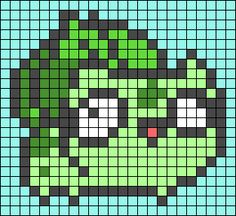 an image of a pixel art piece in green and black