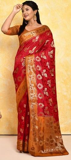 Red and Maroon color Saree in Silk fabric with Weaving, Zari work Red Chanderi Traditional Wear, Red Art Silk Traditional Wear With Traditional Drape, Red Lehenga With Dupatta In Tussar Silk, Red Art Silk Traditional Wear, Red Katan Silk Lehenga With Resham Embroidery, Red Tussar Silk Lehenga With Zari Work, Red Bollywood Tussar Silk Lehenga, Red Bollywood Style Tussar Silk Lehenga, Red Art Silk Traditional Wear With Pallu