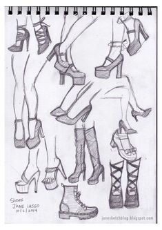 a drawing of different types of shoes