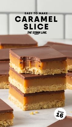 easy to make caramel slice, the creamy line is made with only 3 ingredients