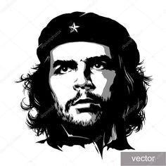 a black and white portrait of che gueva