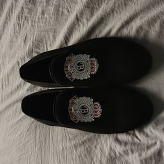 Brand New. No Box. Black Loafers With Red Sole And Round Toe, Black Loafers With Red Sole, Black Loafers With Red Sole Slip-on, Black Slip-on Loafers With Red Sole, Mens Loafers, Slip Ons, Loafer Shoes, Loafers Men, Black Red