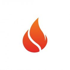 a red flame logo on a white background