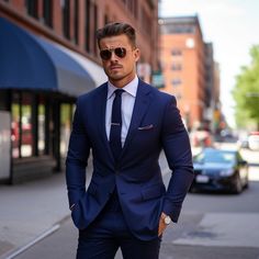 Blue Men's Suit 2 Piece Set Blazers Pants Classic Business Gentleman Groom Wedding Formal Occasion on Storenvy Tailored Suits For Groom, Groom's Three-piece Suit With Pressed Crease, Dapper Groom Suit In Suiting Fabric, Dapper Suit For Groom In Suiting Fabric, Dapper Suit In Suiting Fabric For Groom, Dapper Suiting Fabric Suit For Groom, Custom Fit Groom Sets, Groom Tuxedo With Pressed Crease, Groom's Tuxedo With Pressed Crease